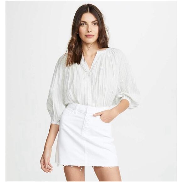 Paige Denim Aideen Skirt SZ 30 White Jean Cotton Lyocell Distress Raw Hem Button - Picture 4 of 16